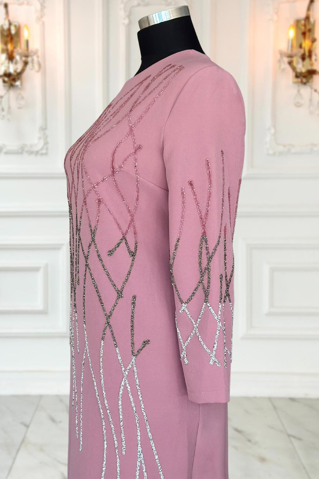 Berrin Modest Evening Dress - Dusty Rose