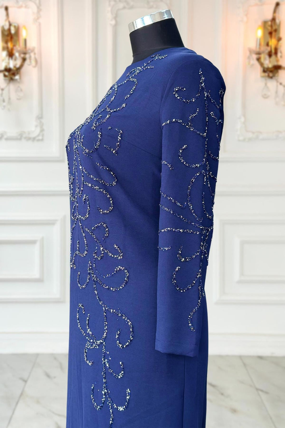 Cansu Modest Evening Dress - Navy