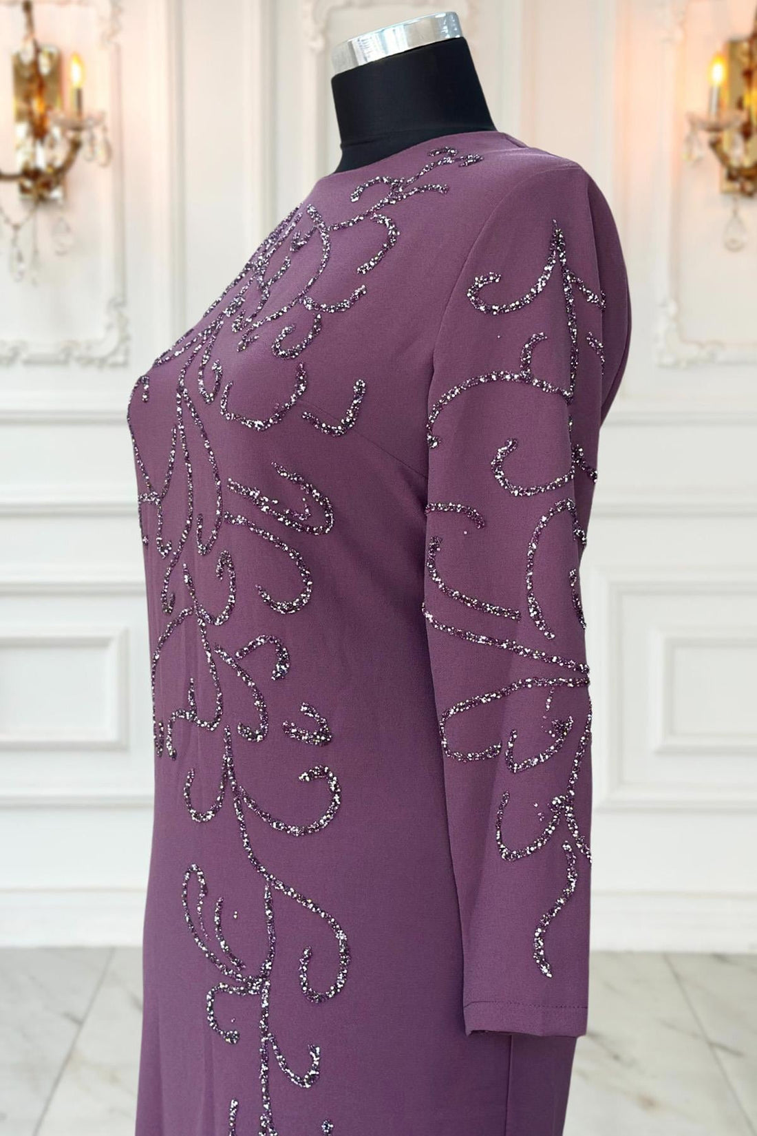 Cansu Modest Evening Dress - Violet