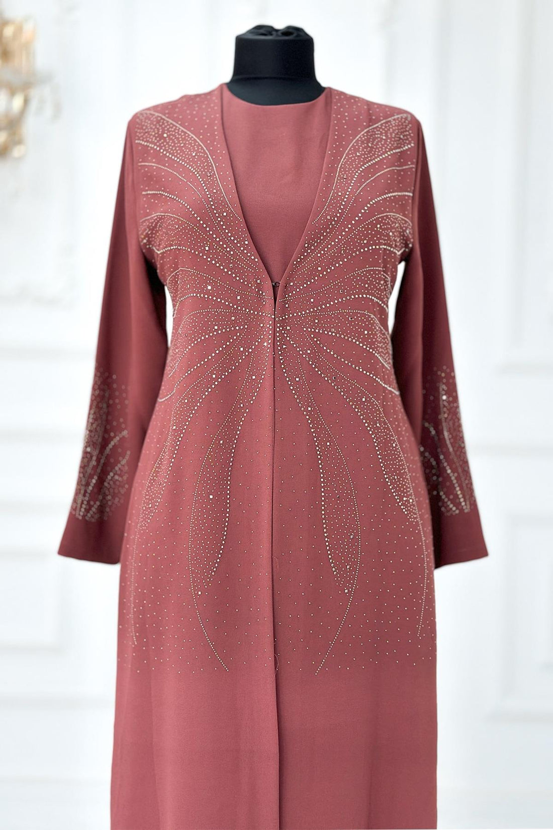 Ceren Modest Evening Dress - Dusty Rose
