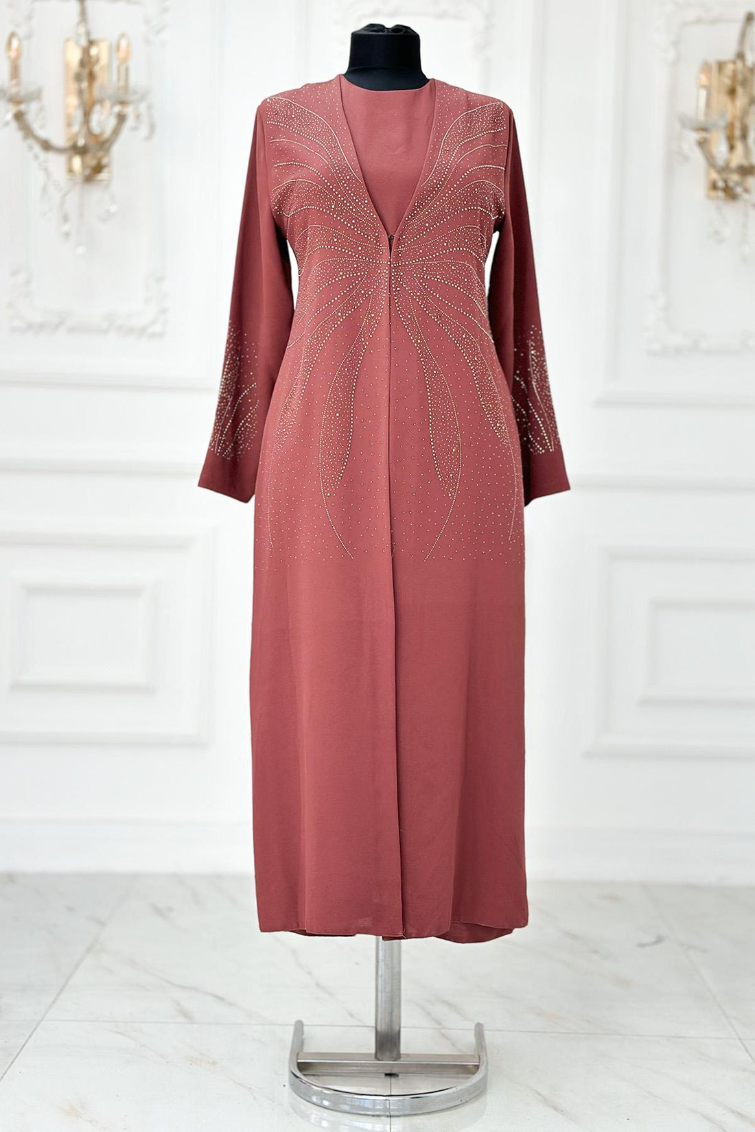 Ceren Modest Evening Dress - Dusty Rose