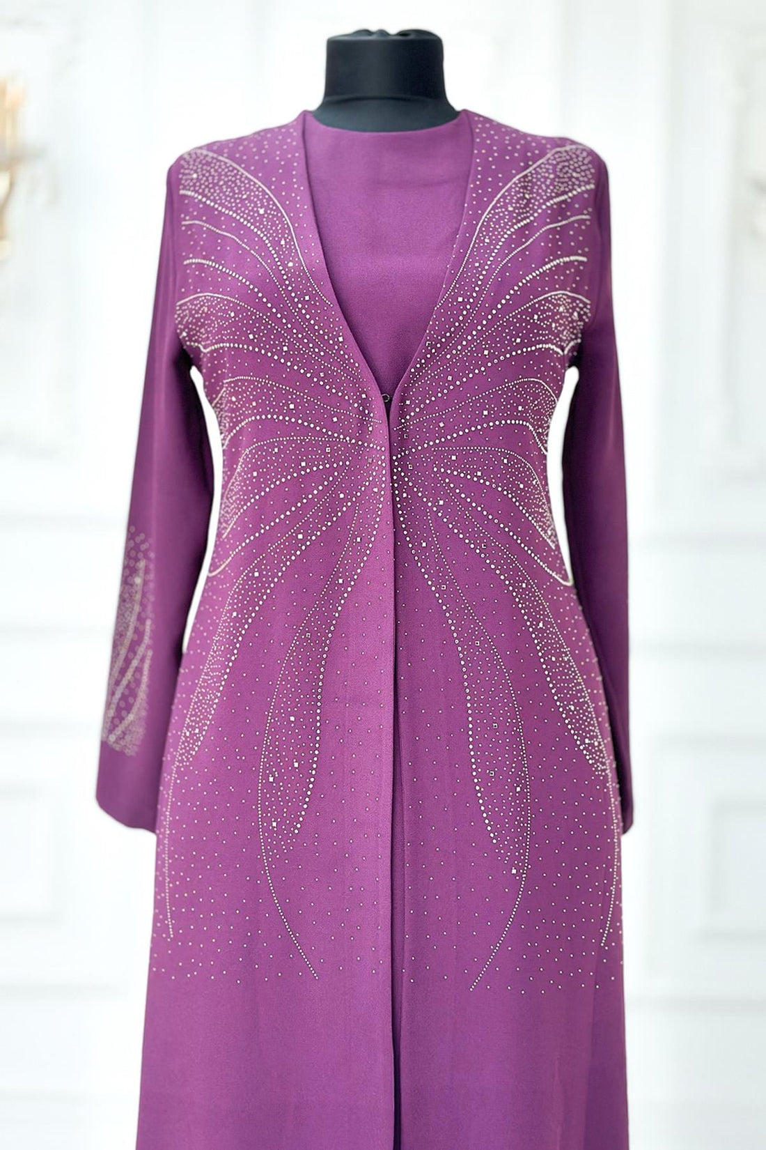 Ceren Modest Evening Dress - Plum