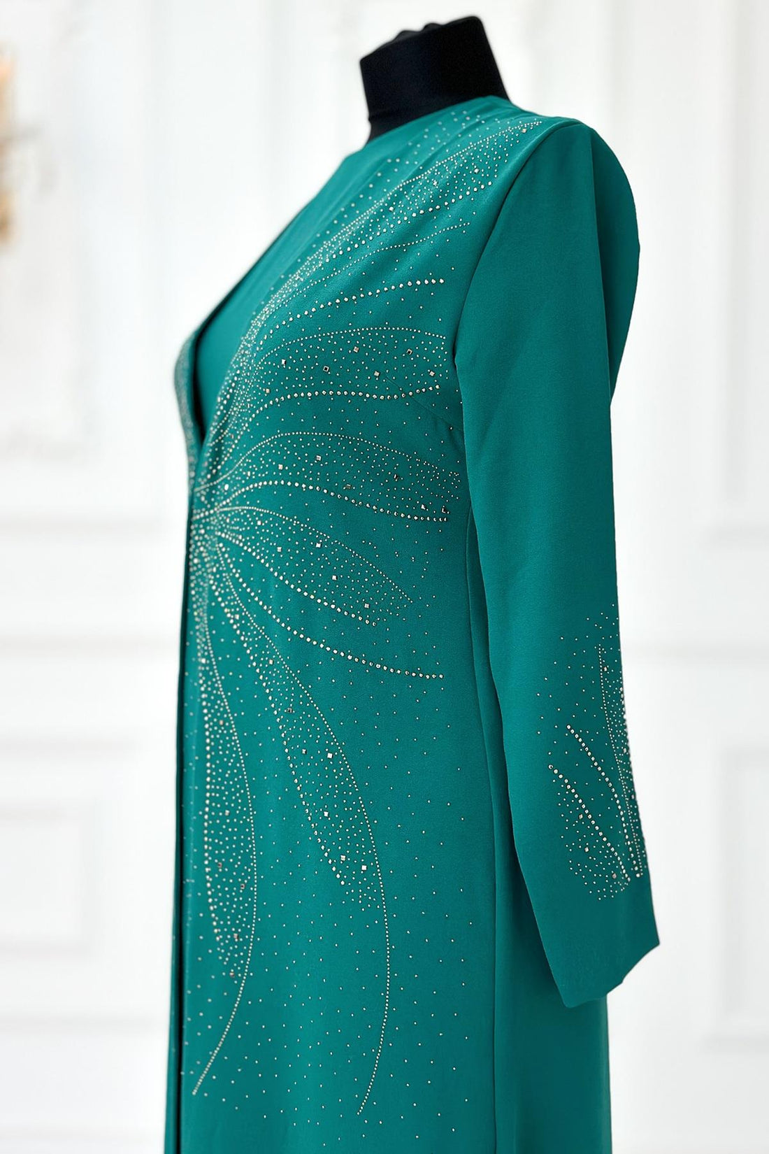 Ceren Modest Evening Dress - Emerald