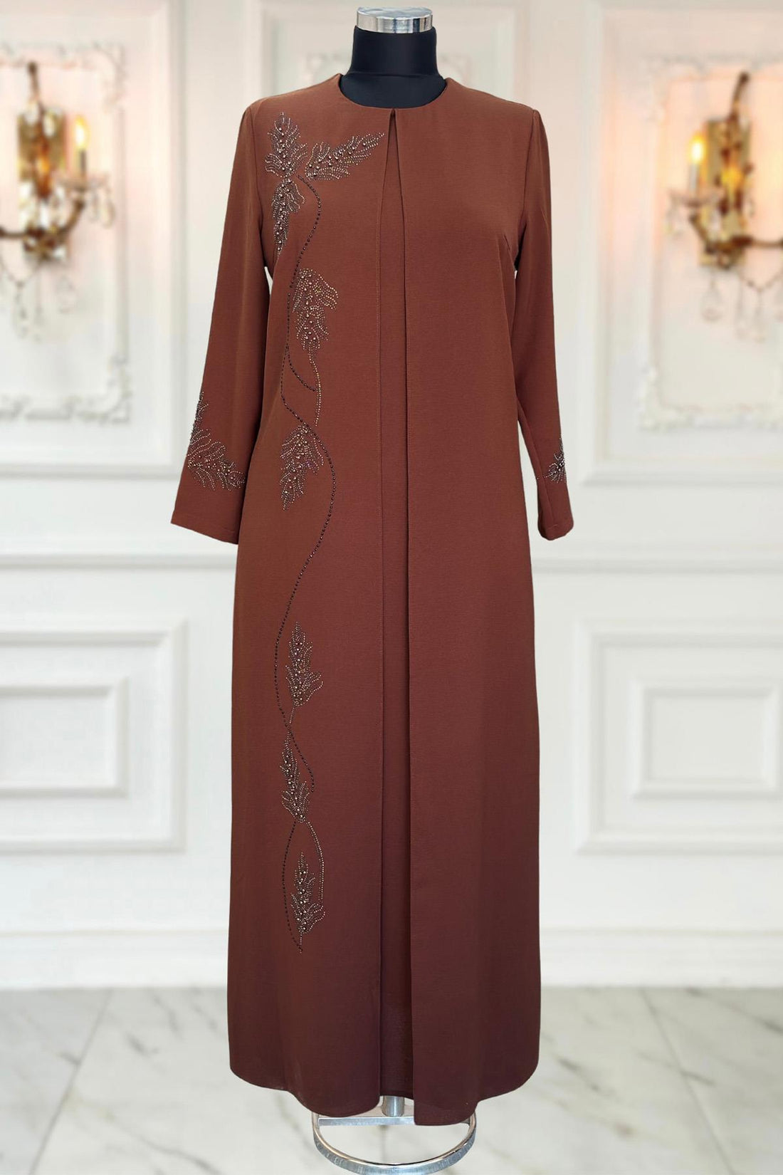 Çiğdem Modest Evening Dress - Brown