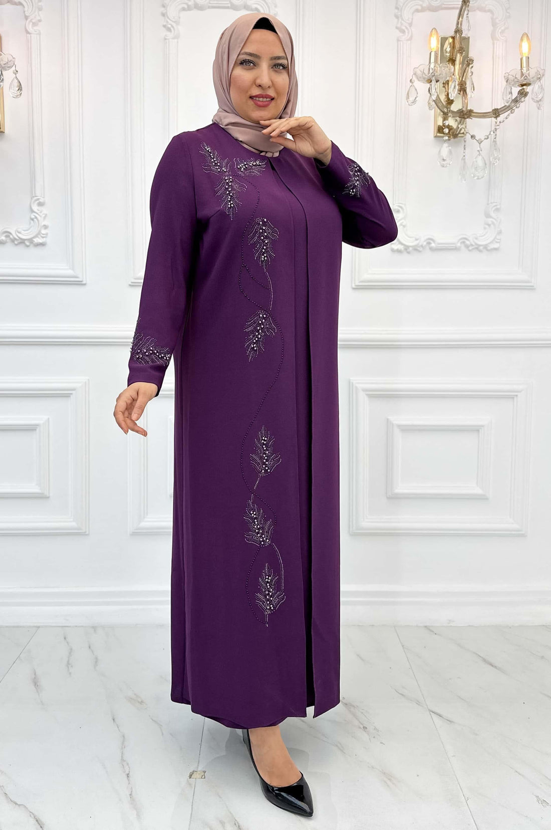 Çiğdem Modest Evening Dress - Plum