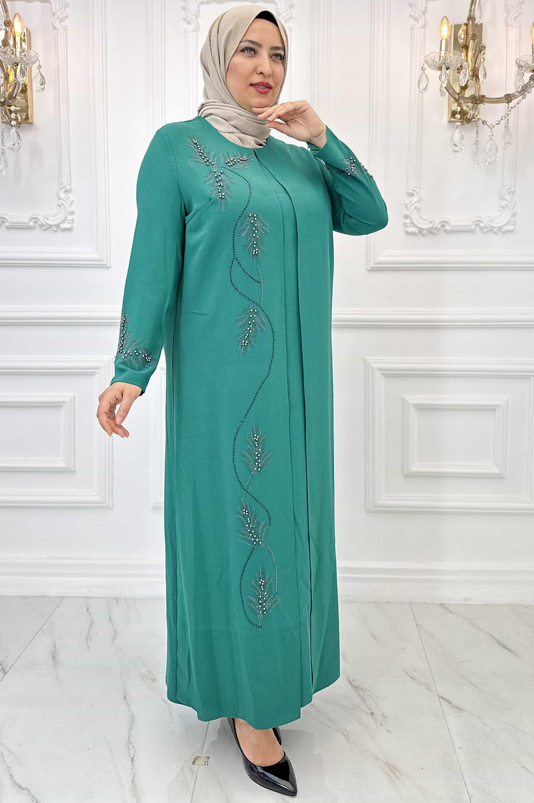 Çiğdem Modest Evening Dress - Emerald