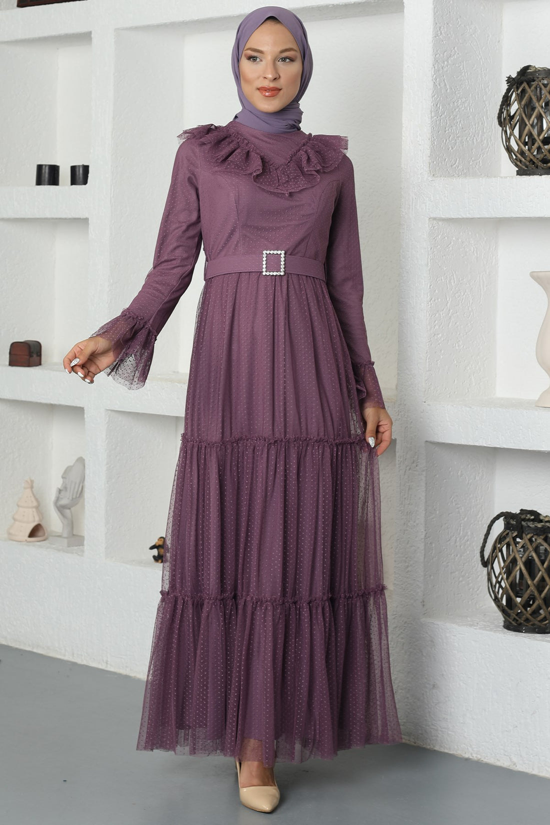 Damla Modest Evening Dress - Lavender