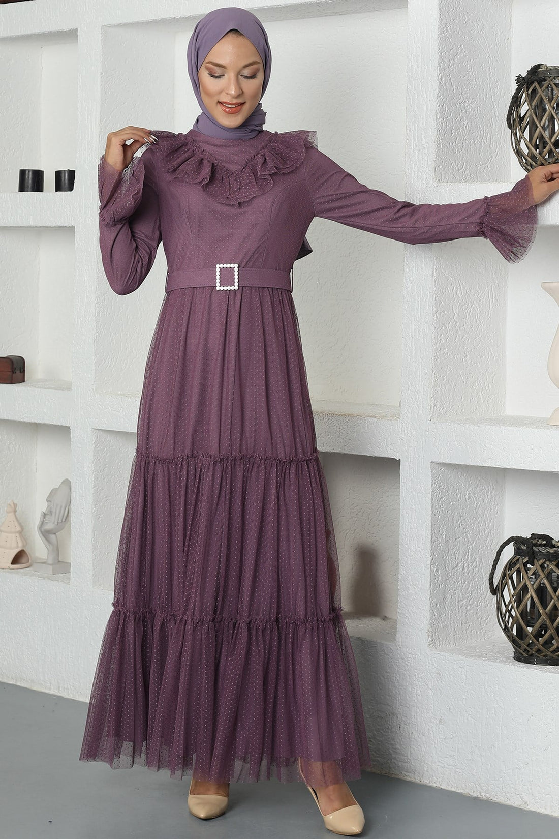 Damla Modest Evening Dress - Lavender