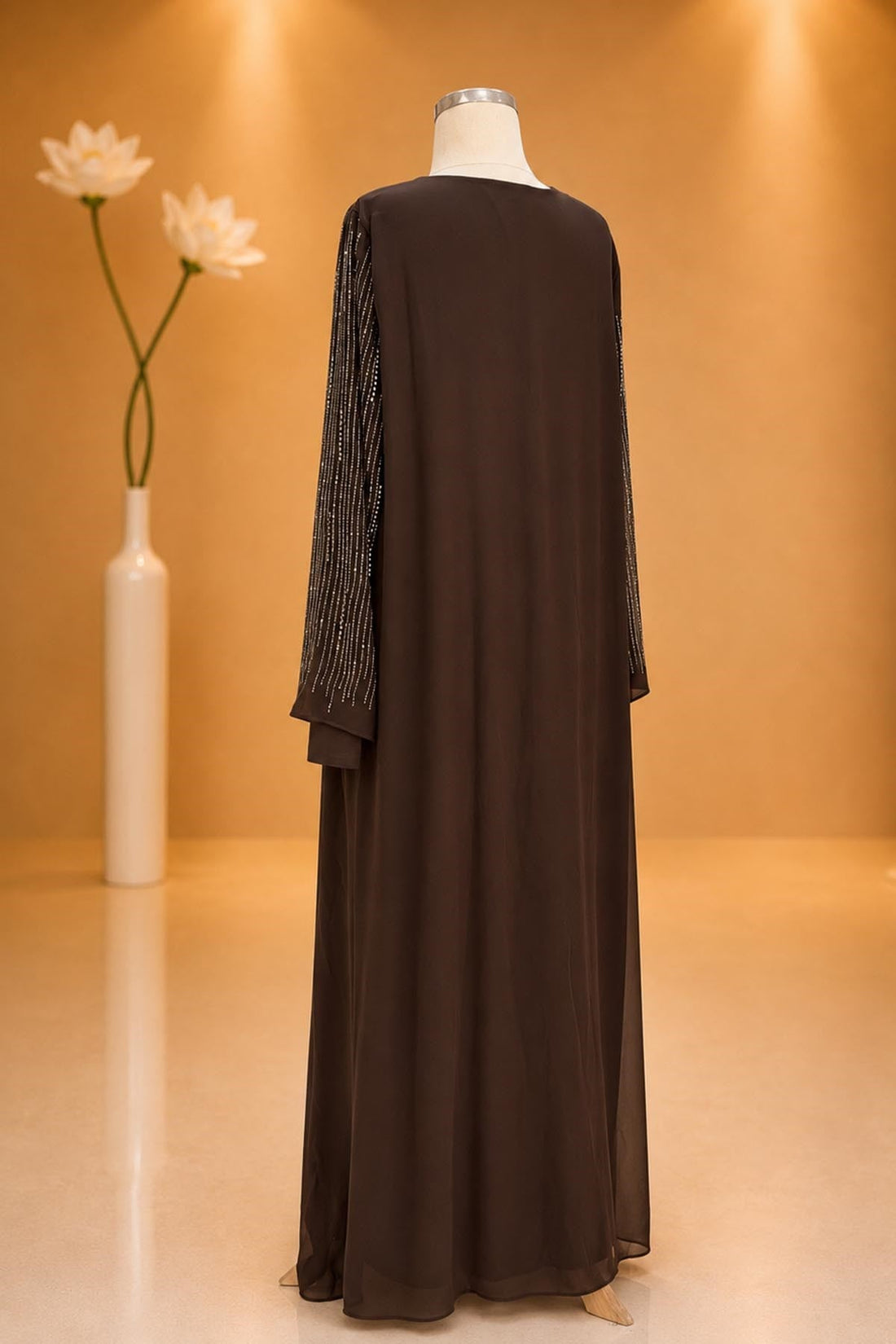 Deren Modest Evening Dress - Brown