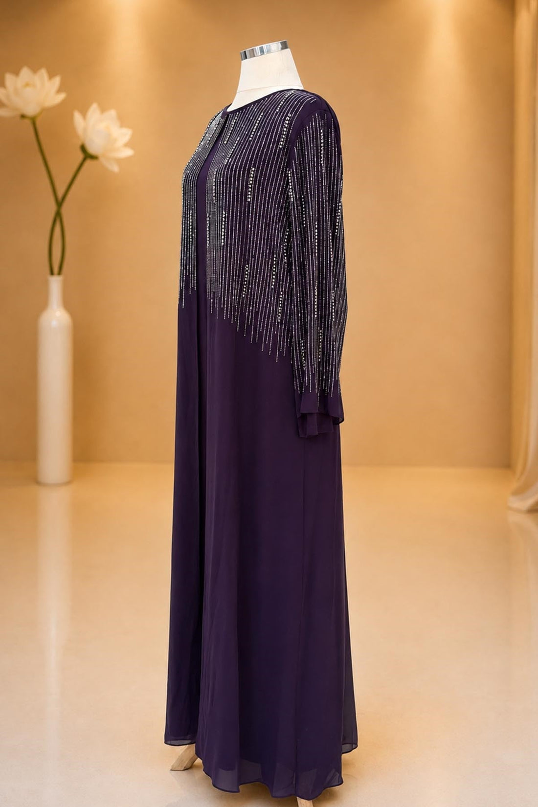 Deren Modest Evening Dress - Plum