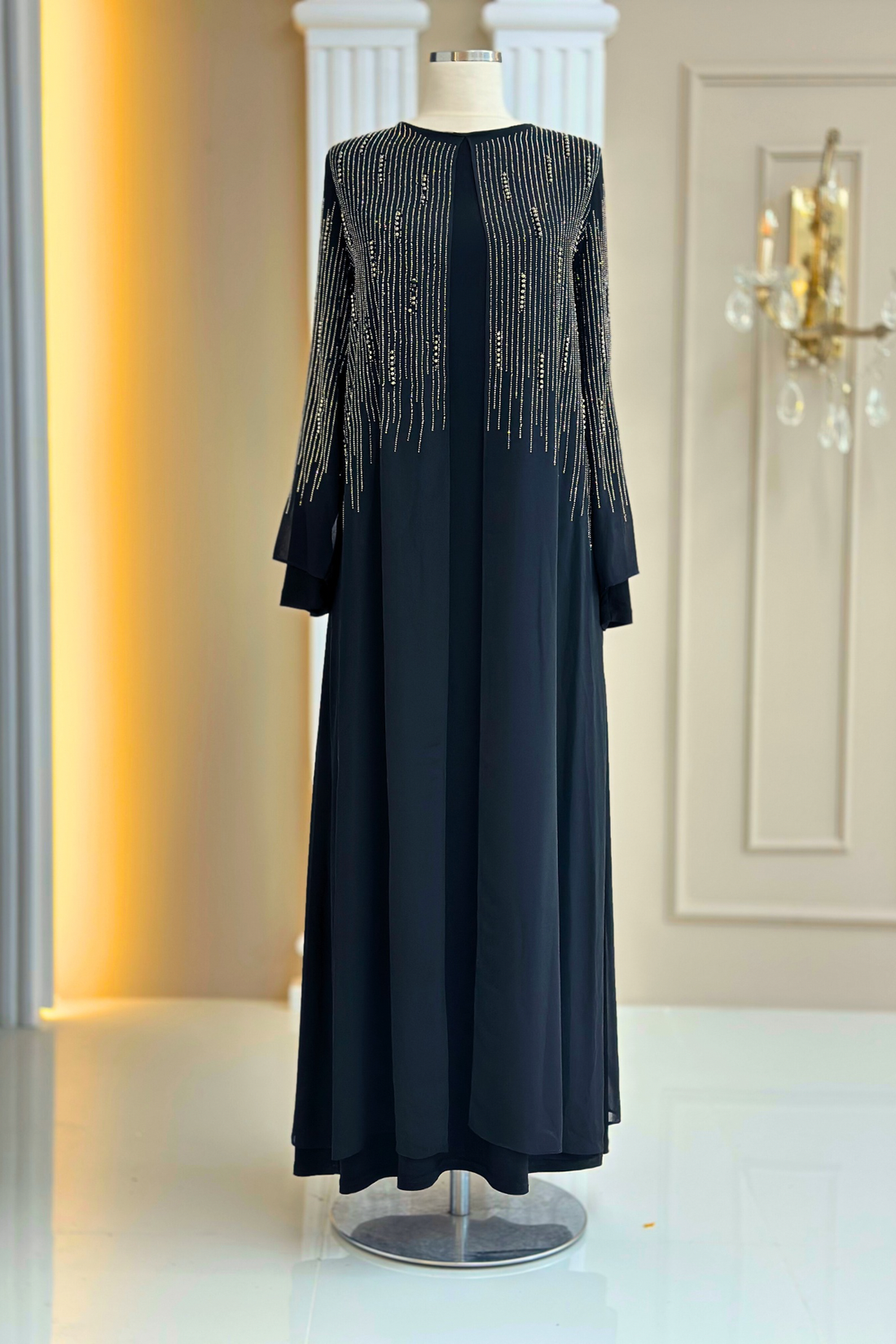 Deren Modest Evening Dress - Black