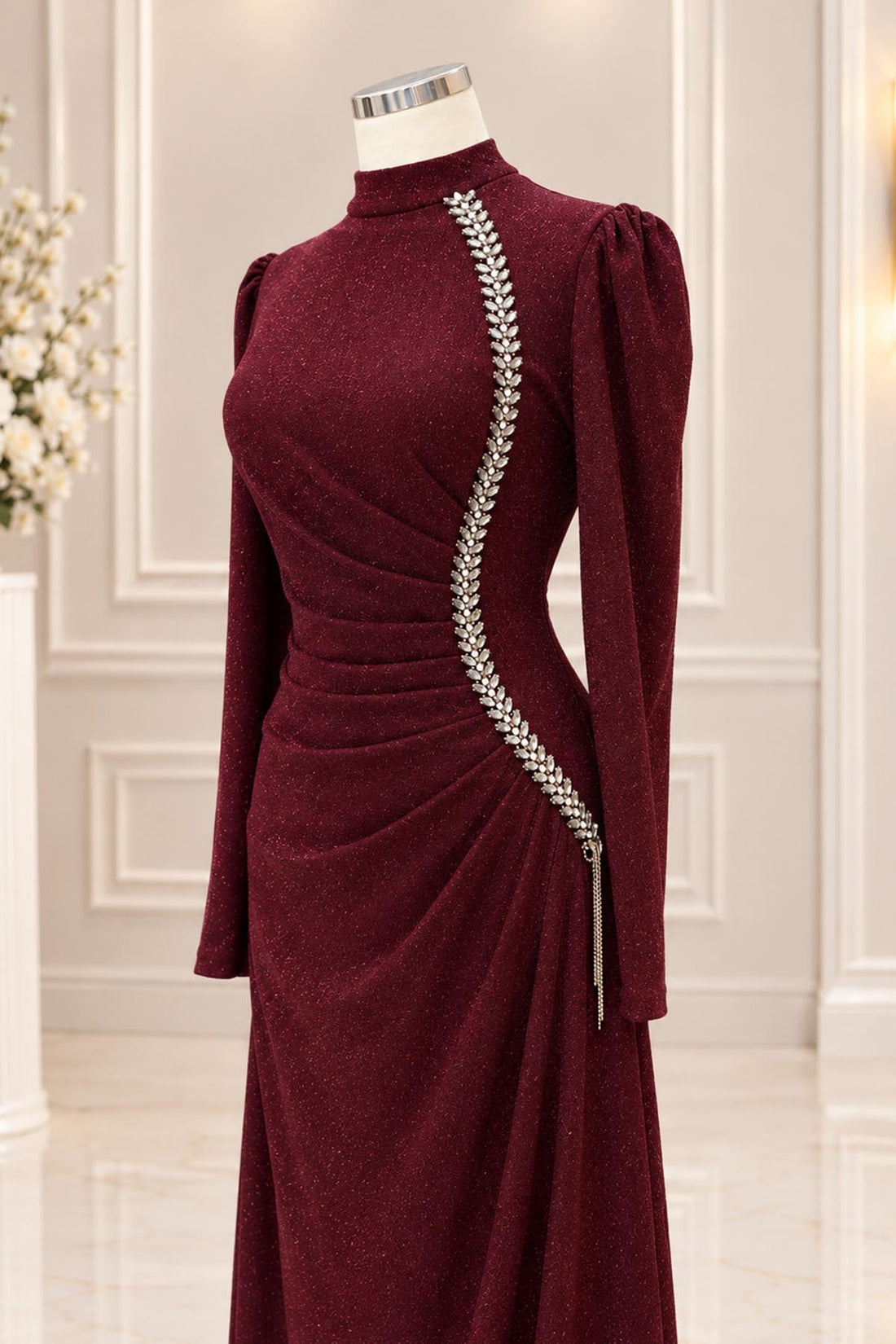 Didem Modest Evening Dress - Burgundy