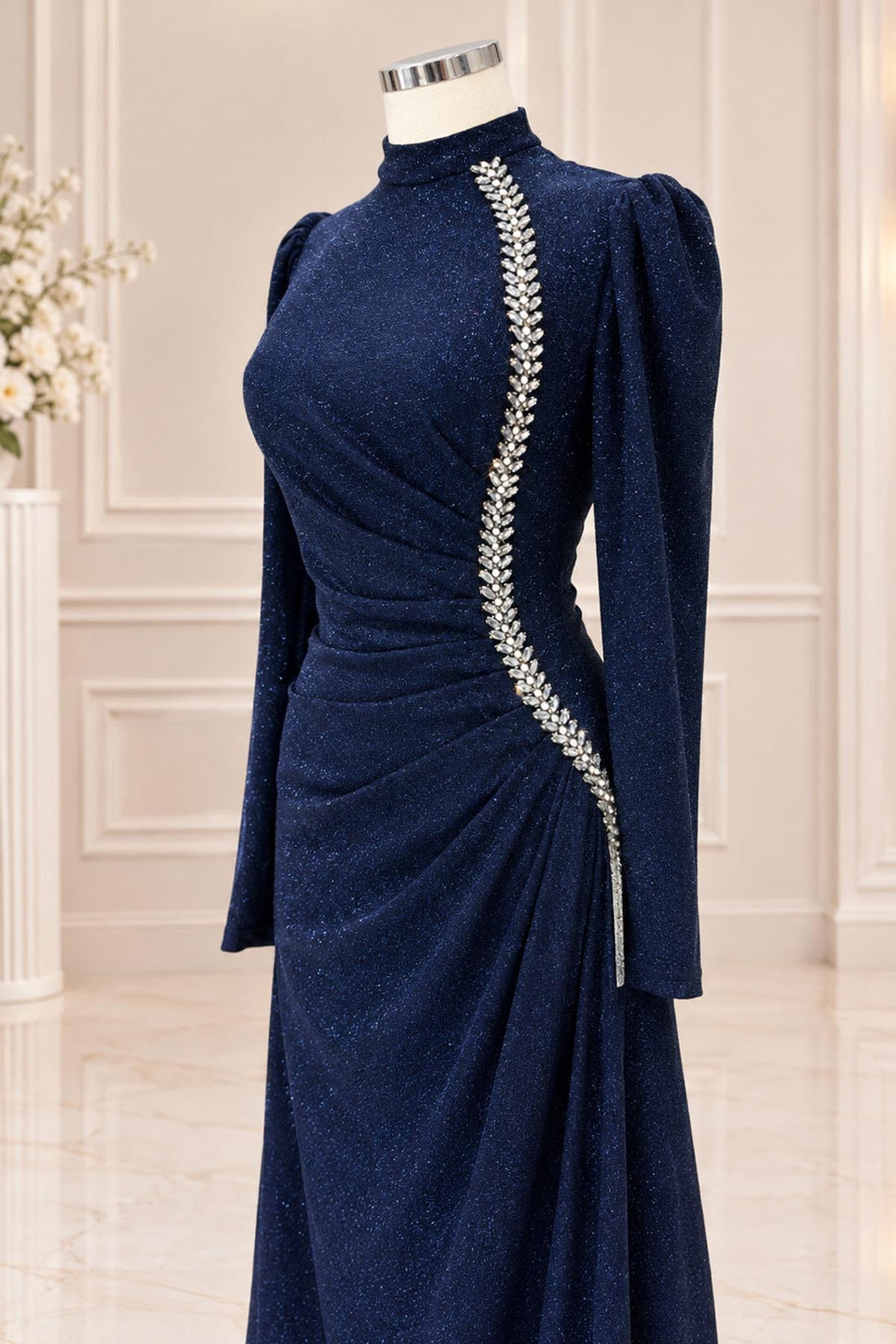 Didem Modest Evening Dress - Navy
