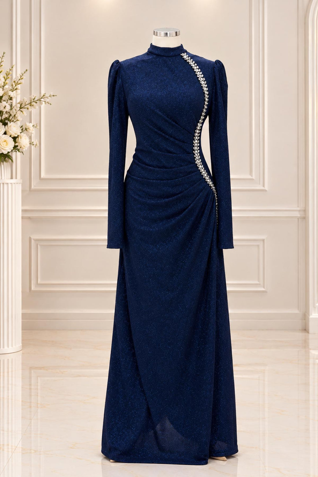 Didem Modest Evening Dress - Navy