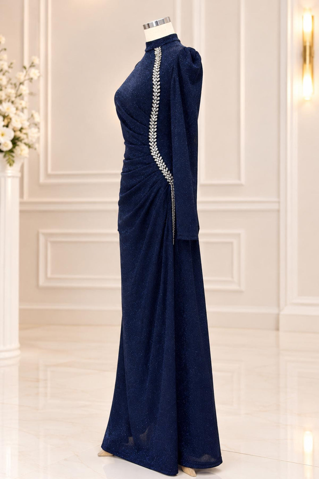 Didem Modest Evening Dress - Navy