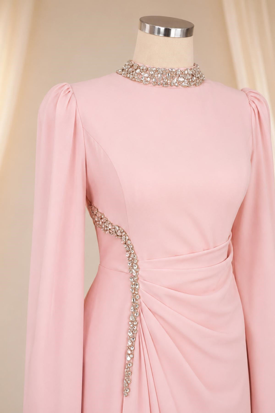 Dilem Modest Evening Dress - Blush Pink