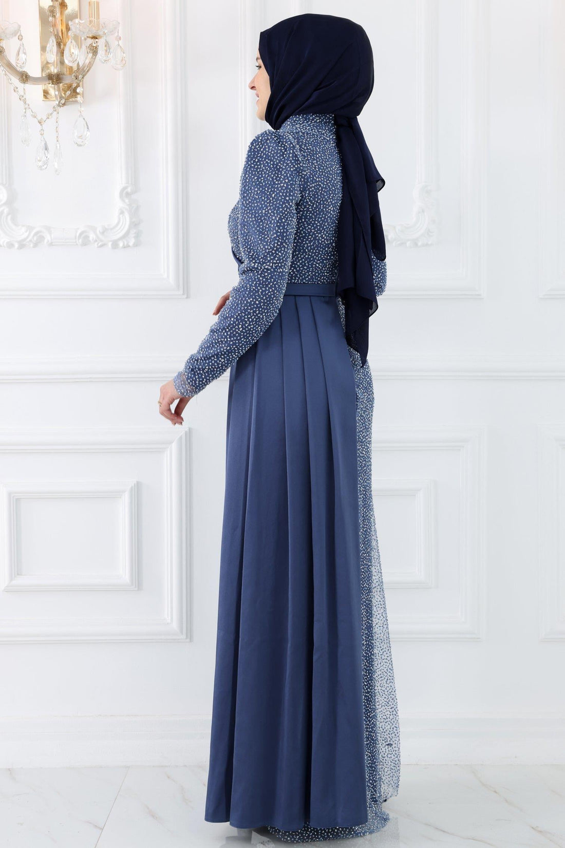 Ecmel Modest Evening Dress - Indigo