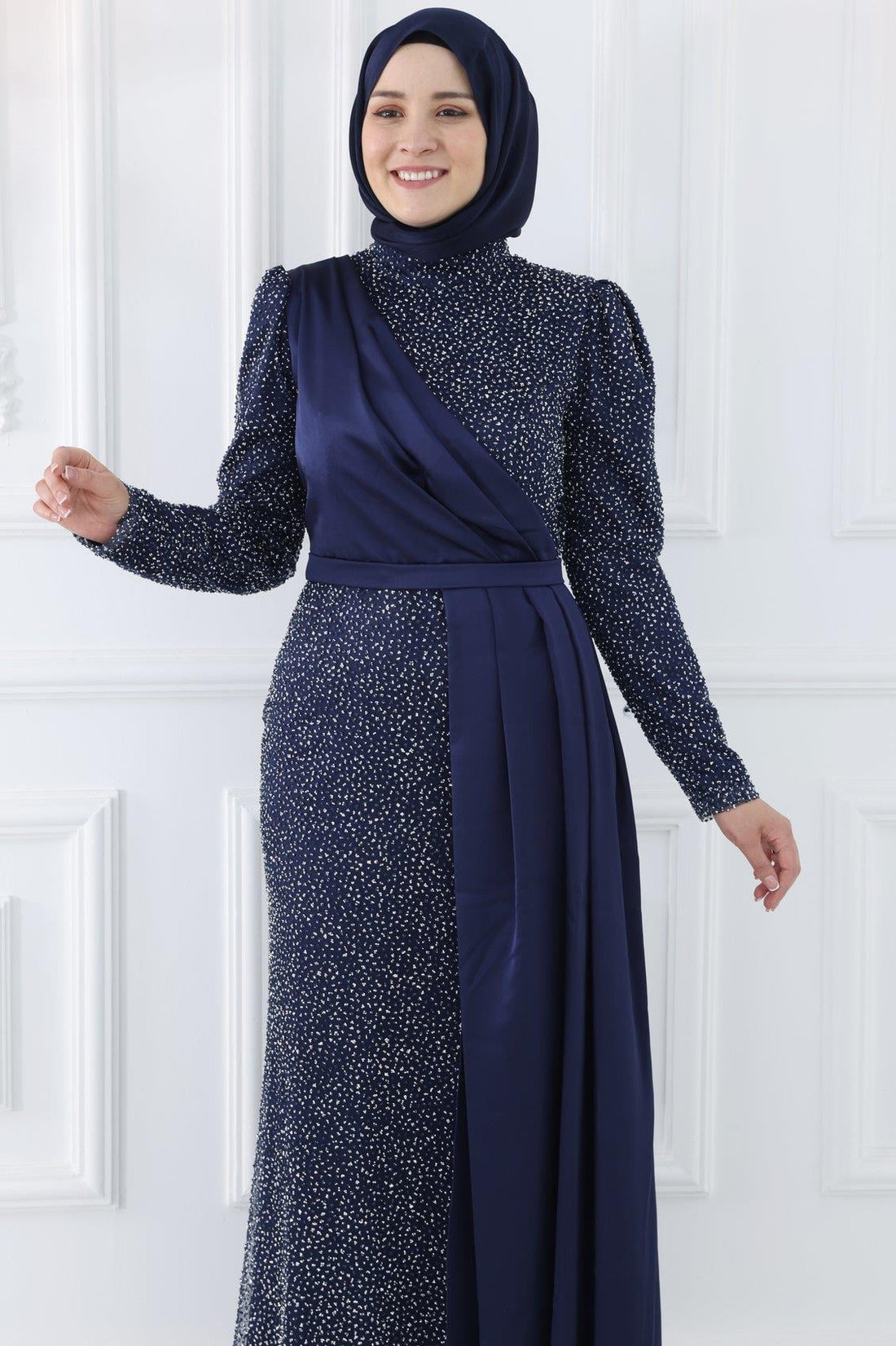 Ecmel Modest Evening Dress - Navy