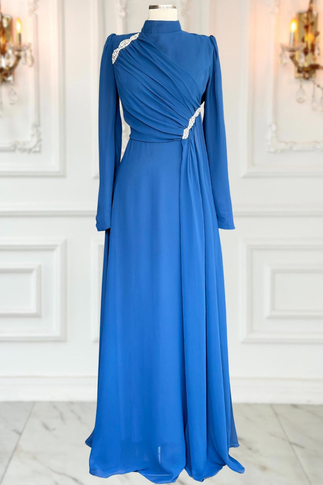 Eflin Modest Evening Dress - Indigo