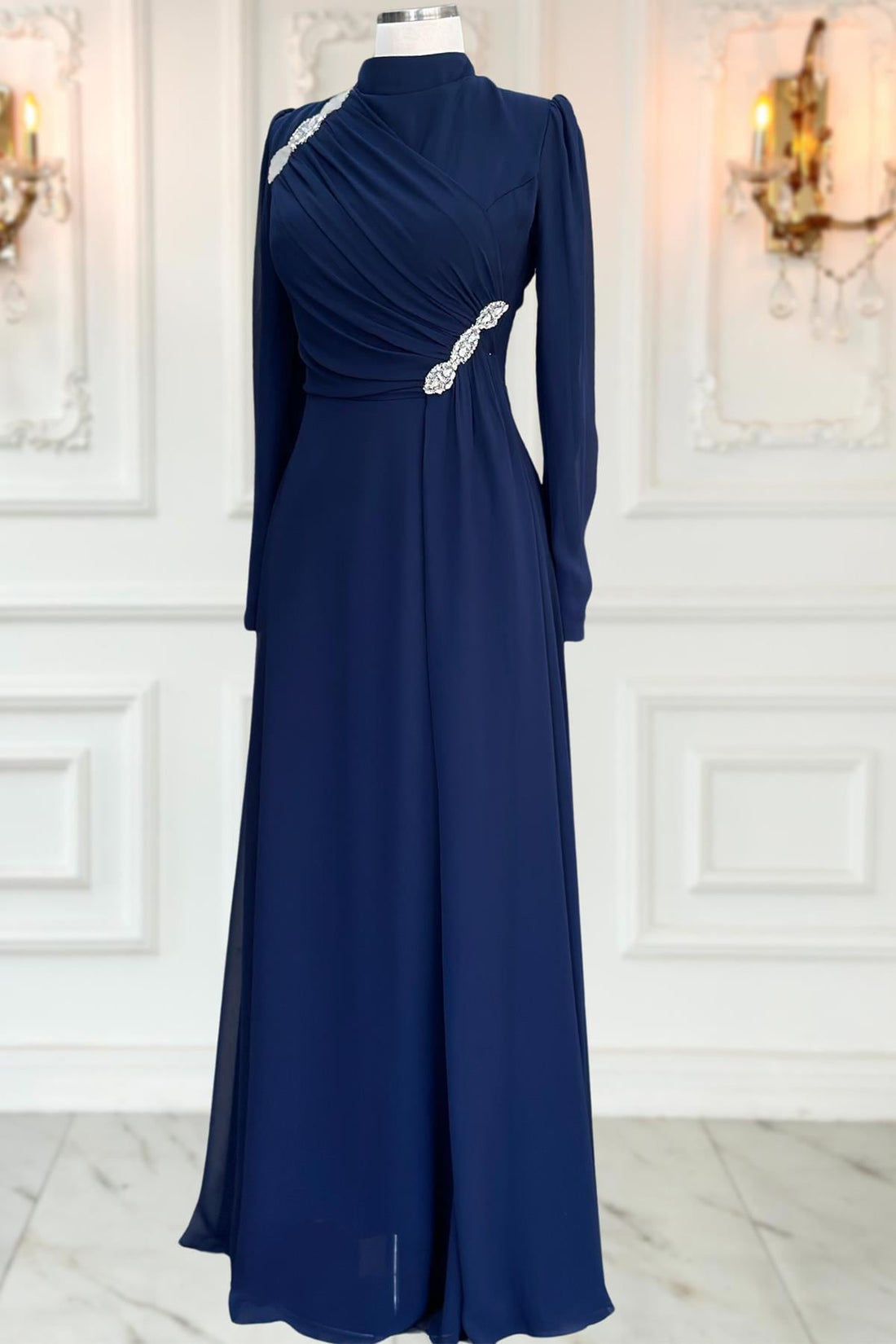 Eflin Modest Evening Dress - Navy