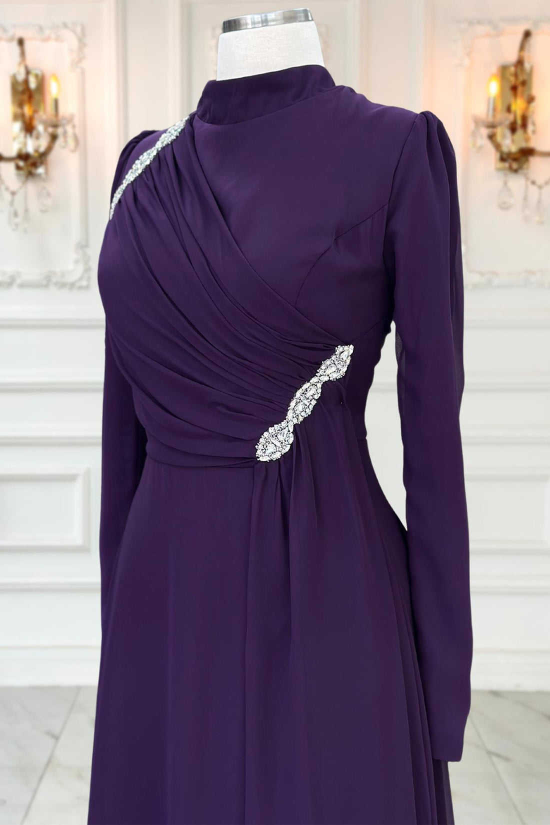 Eflin Modest Evening Dress - Plum