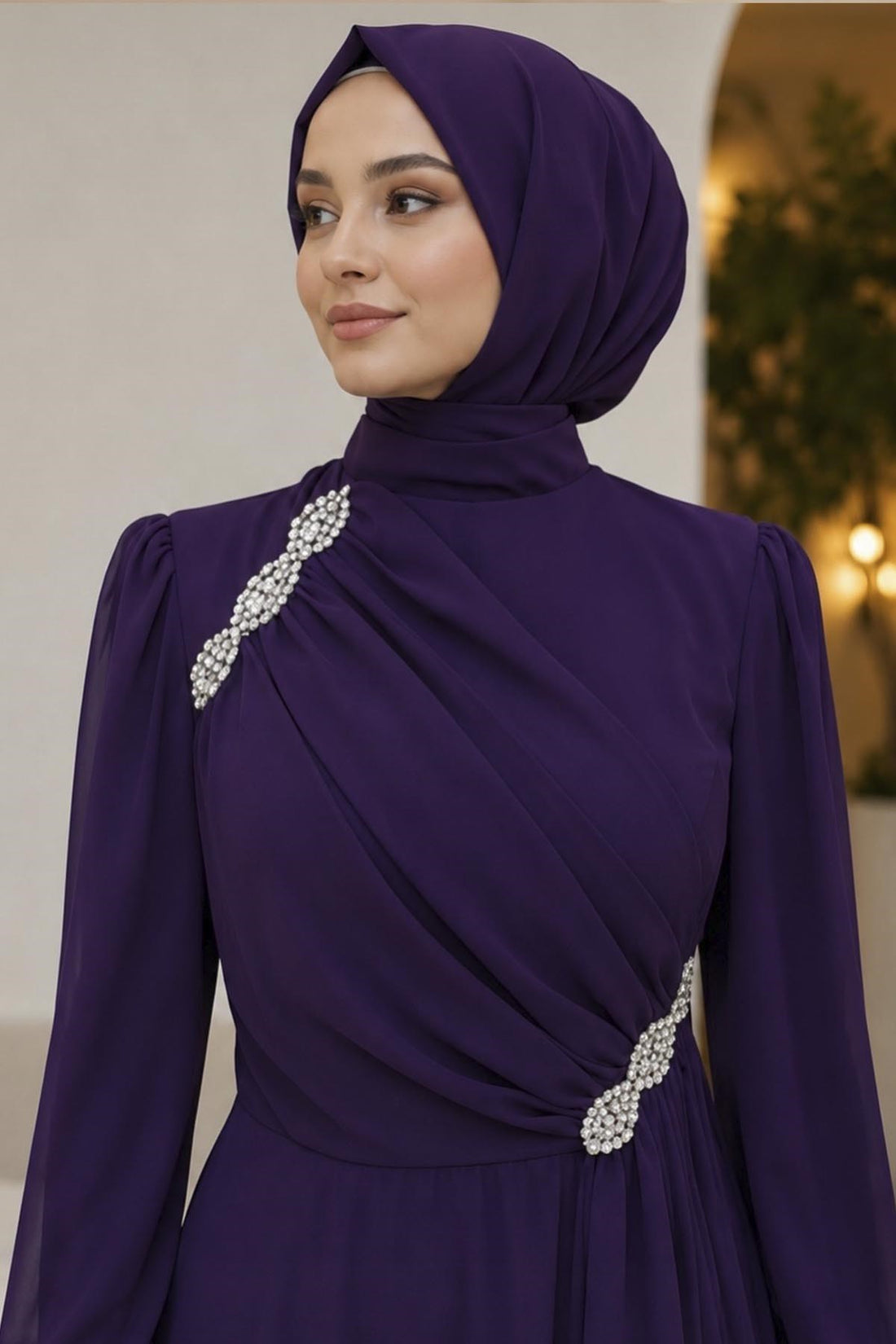 Eflin Modest Evening Dress - Plum