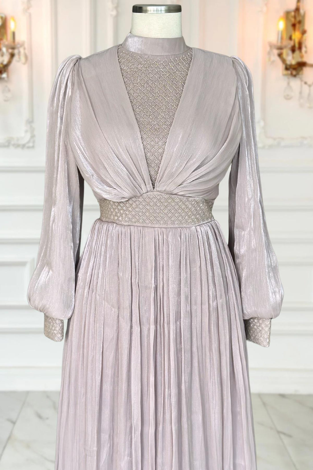 Efser Modest Evening Dress - Blush Pink