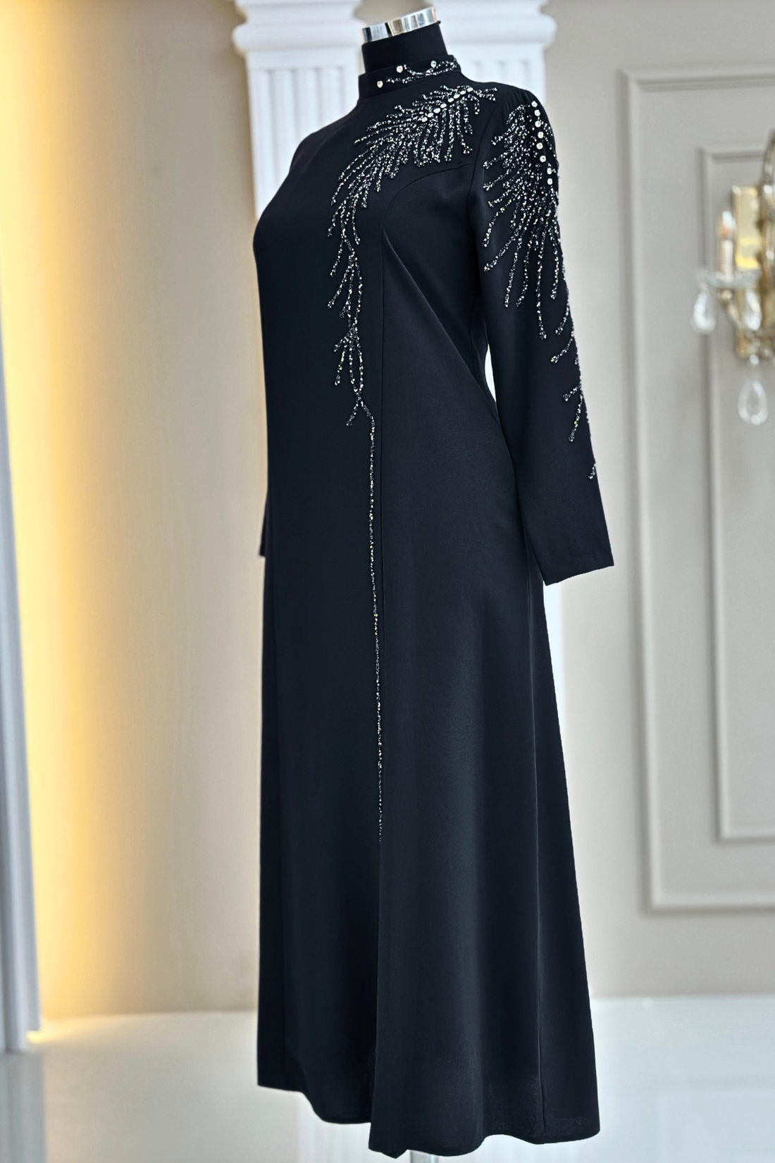 Elisa Modest Evening Dress - Black