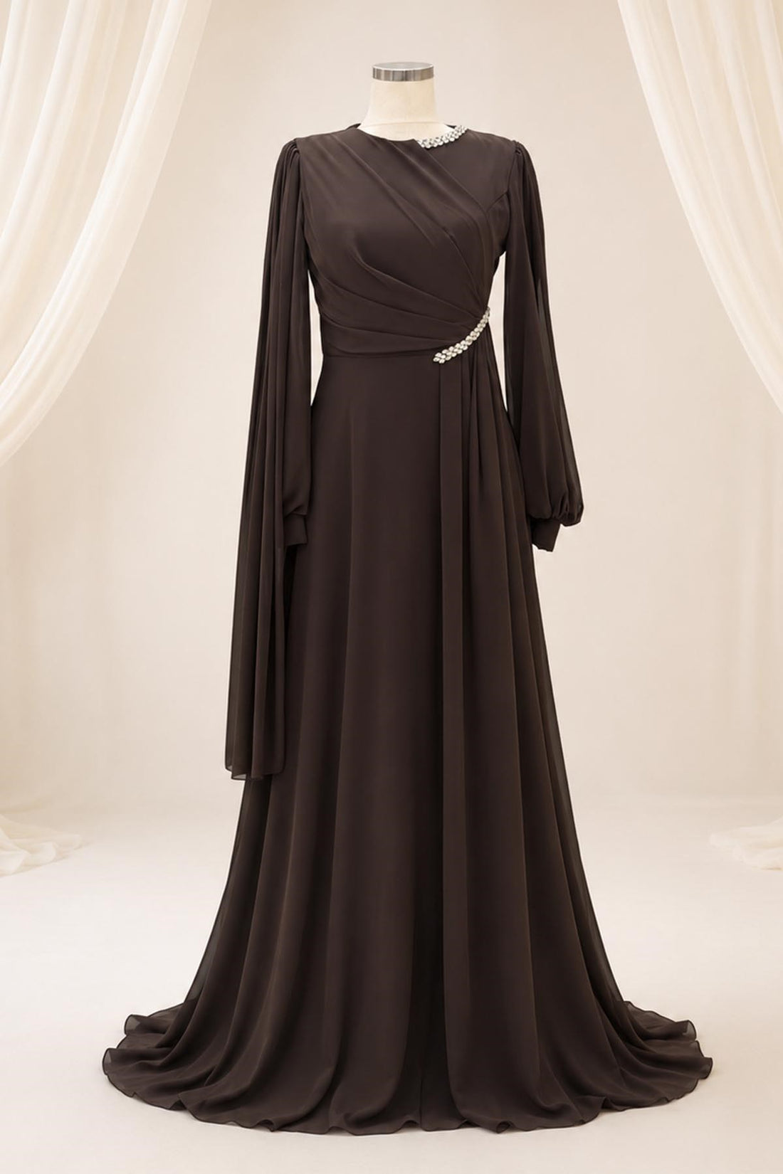 Feza Modest Evening Dress - Brown