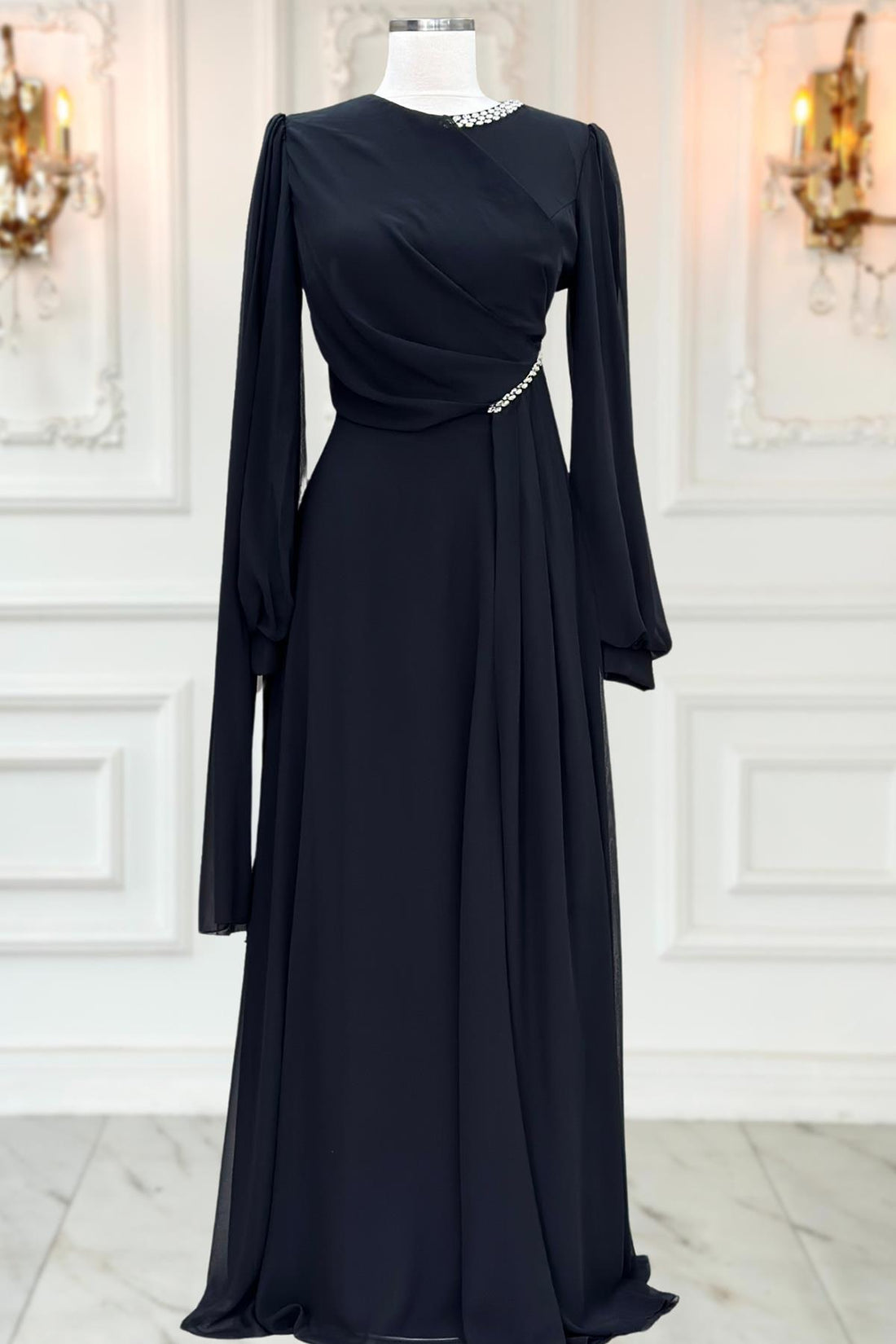 Feza Modest Evening Dress - Black