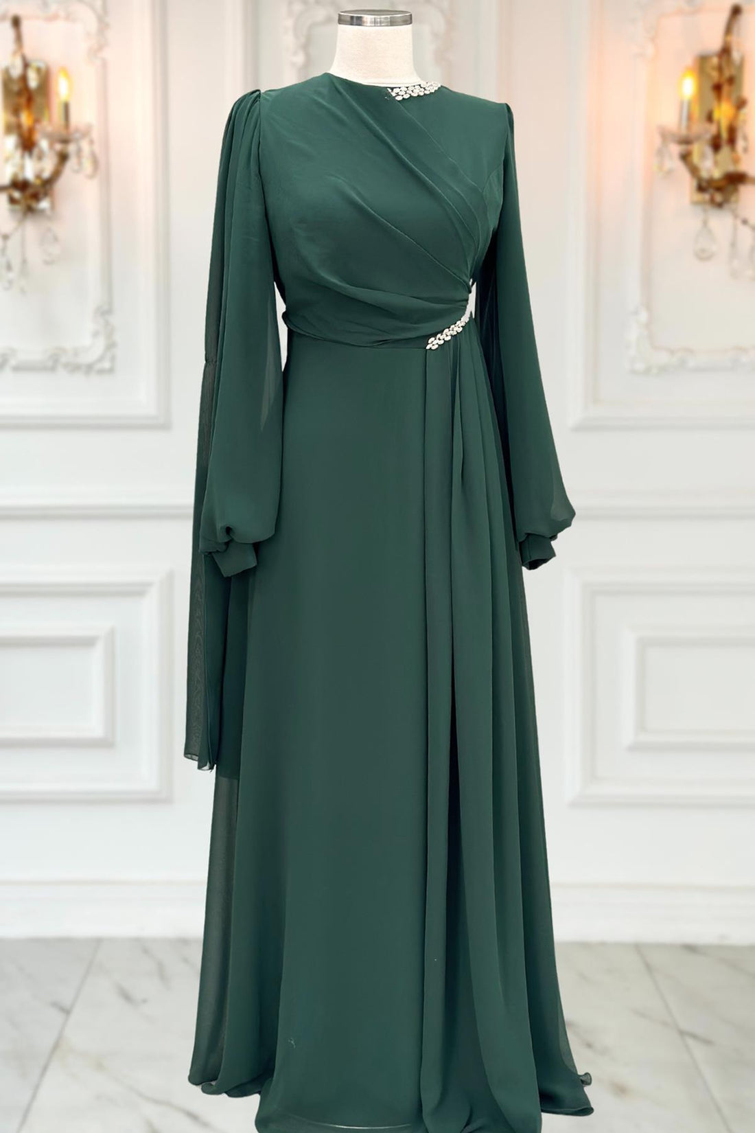 Feza Modest Evening Dress - Emerald