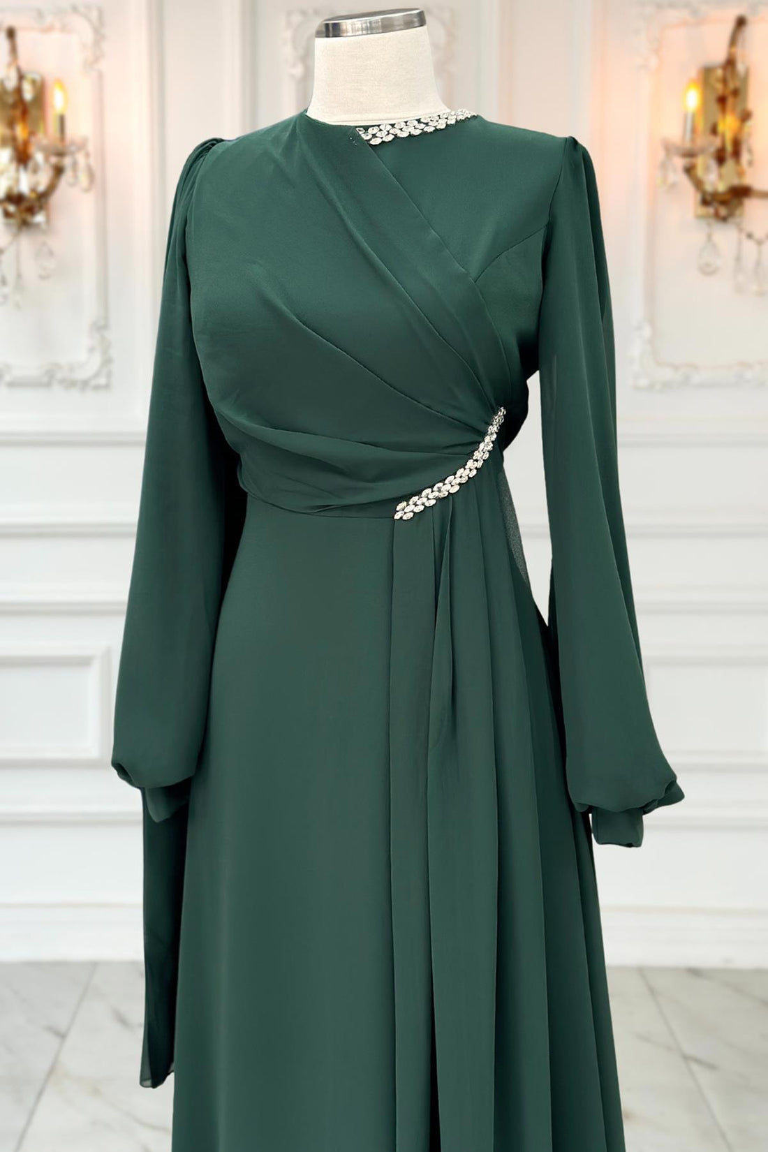 Feza Modest Evening Dress - Emerald
