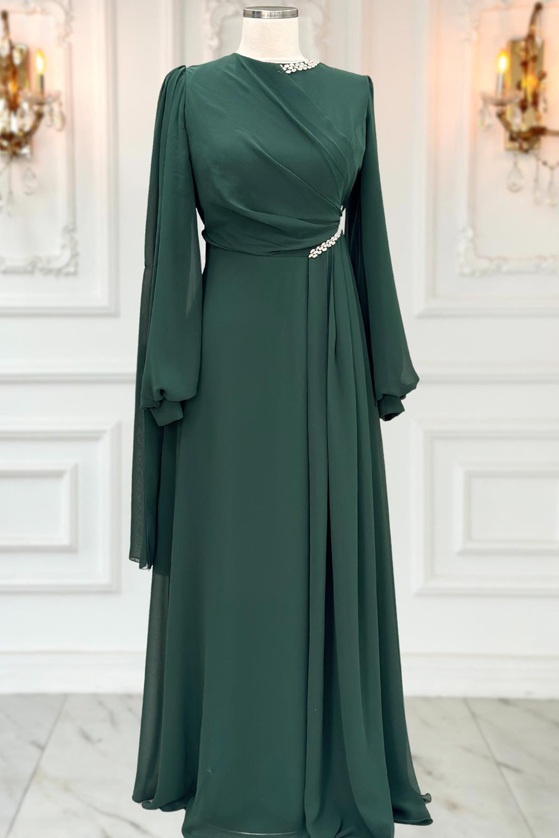 Feza Modest Evening Dress - Emerald