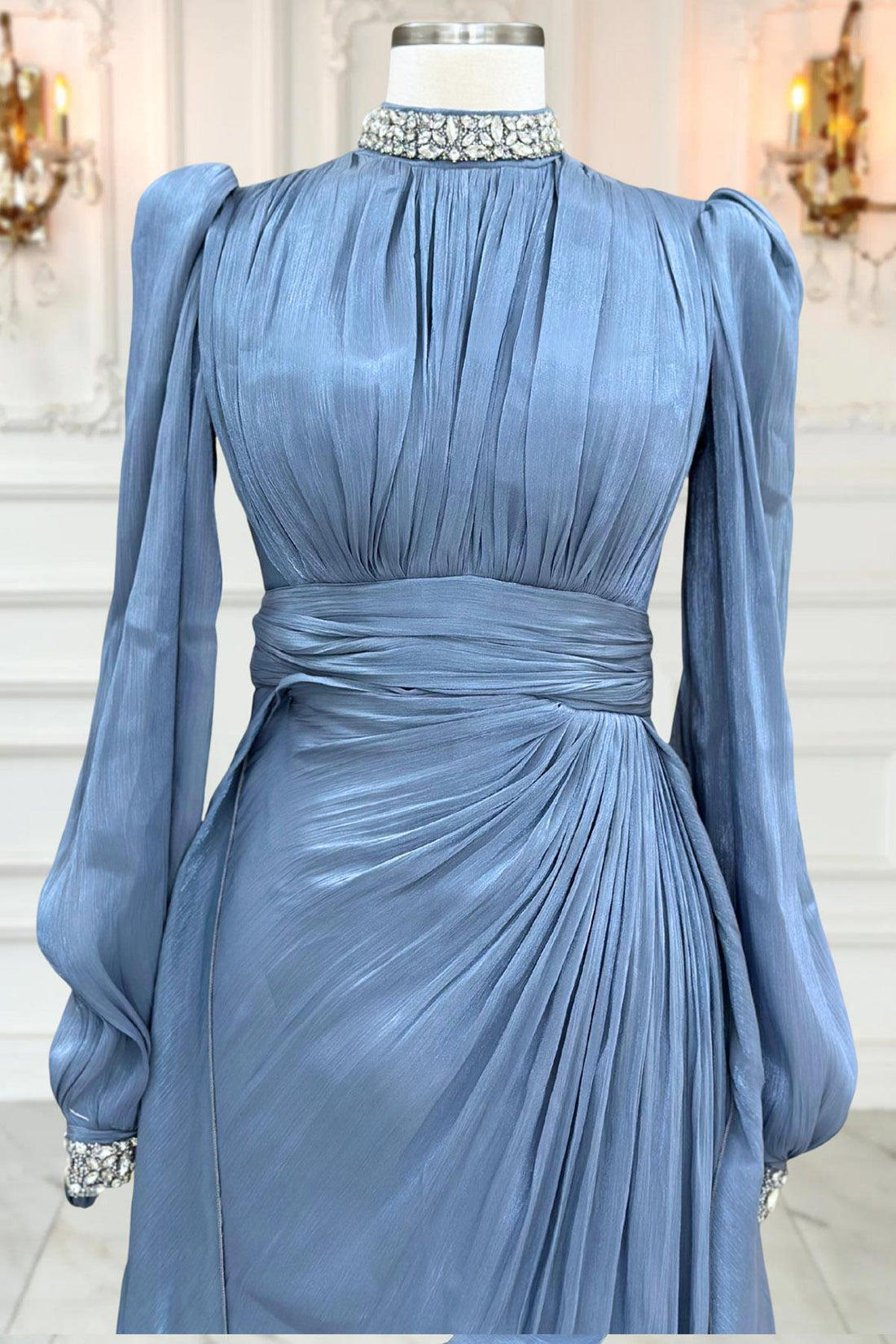 Gözde Modest Evening Dress - Indigo