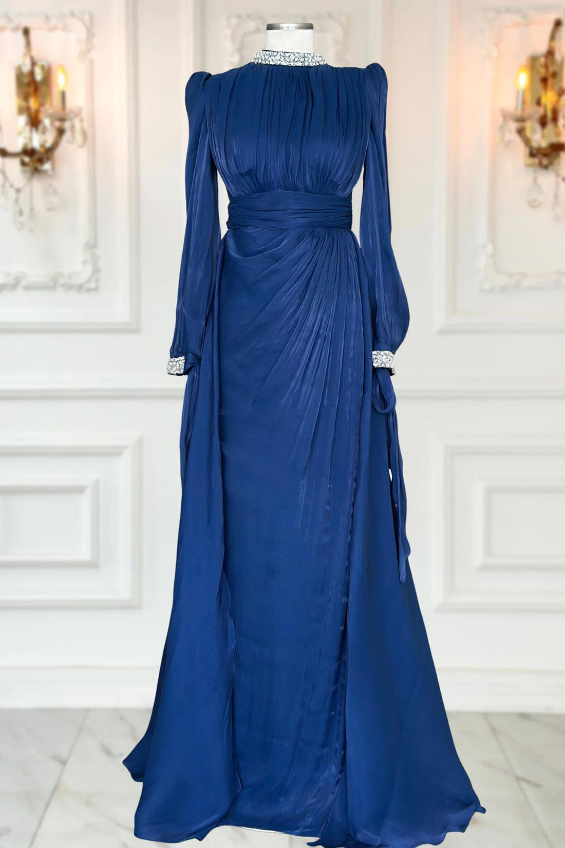 Gözde Modest Evening Dress - Navy