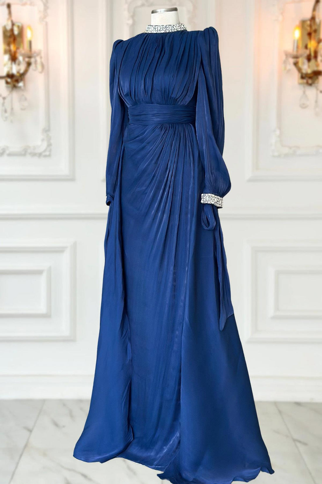 Gözde Modest Evening Dress - Navy