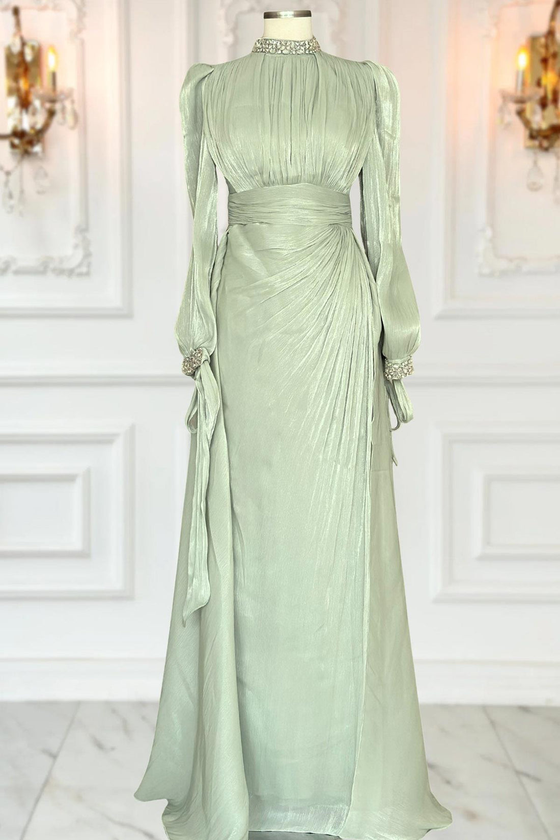 Gözde Modest Evening Dress - Mint