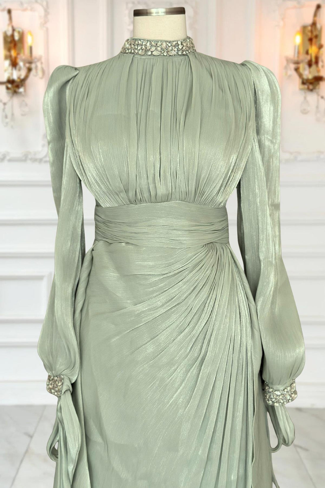 Gözde Modest Evening Dress - Mint