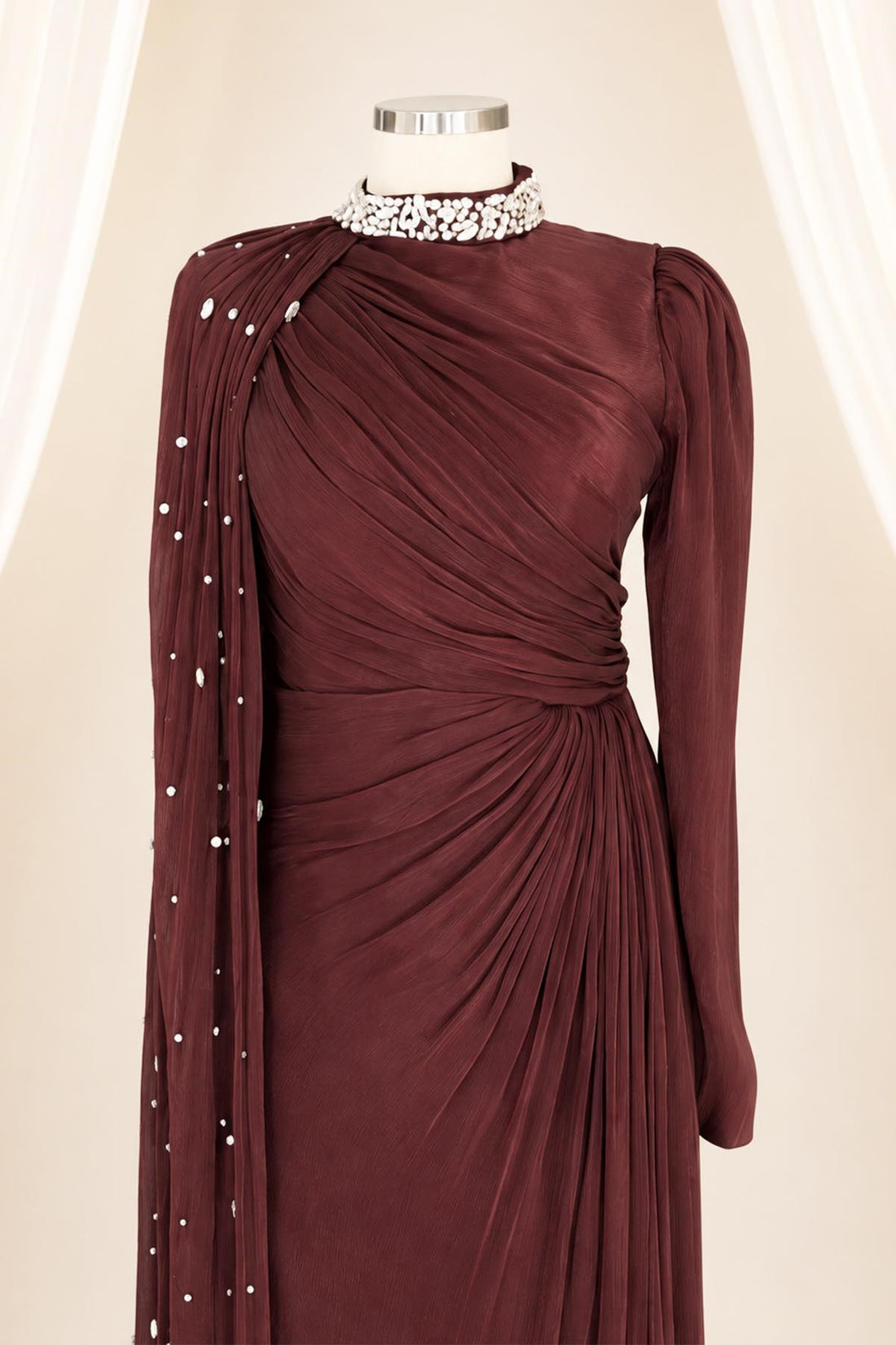 Helen Modest Evening Dress - Dusty Rose