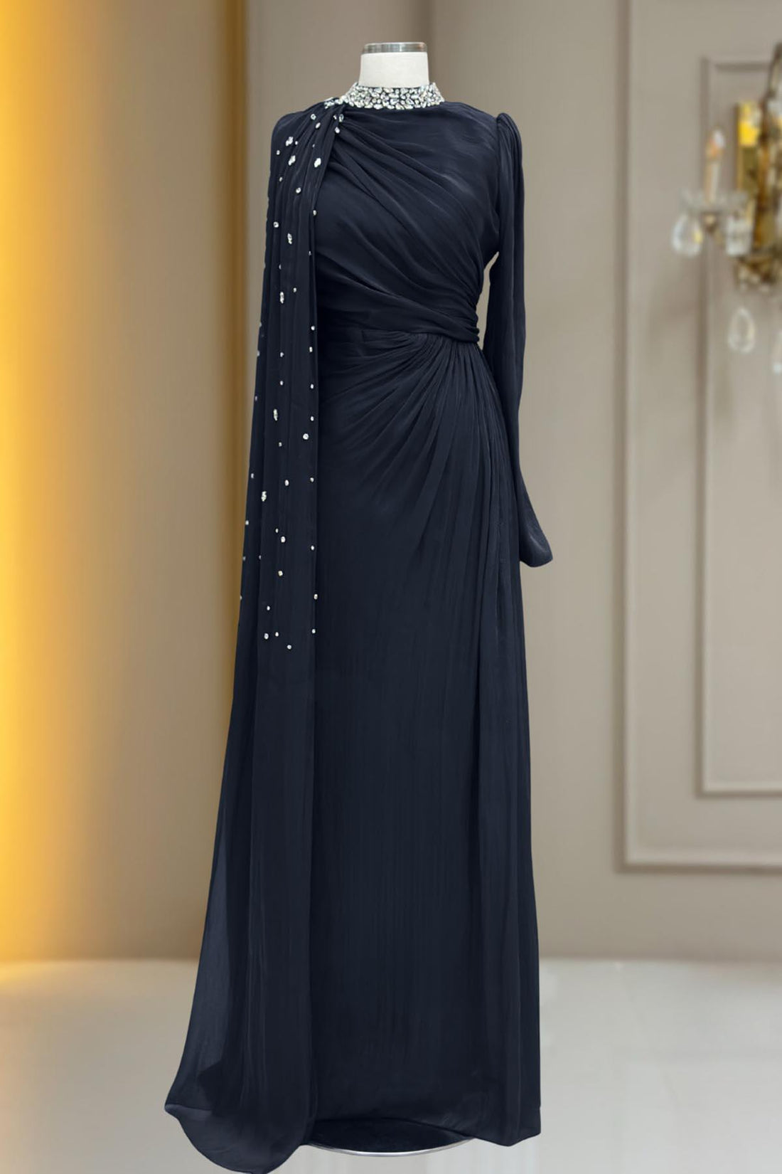 Helen Modest Evening Dress - Black