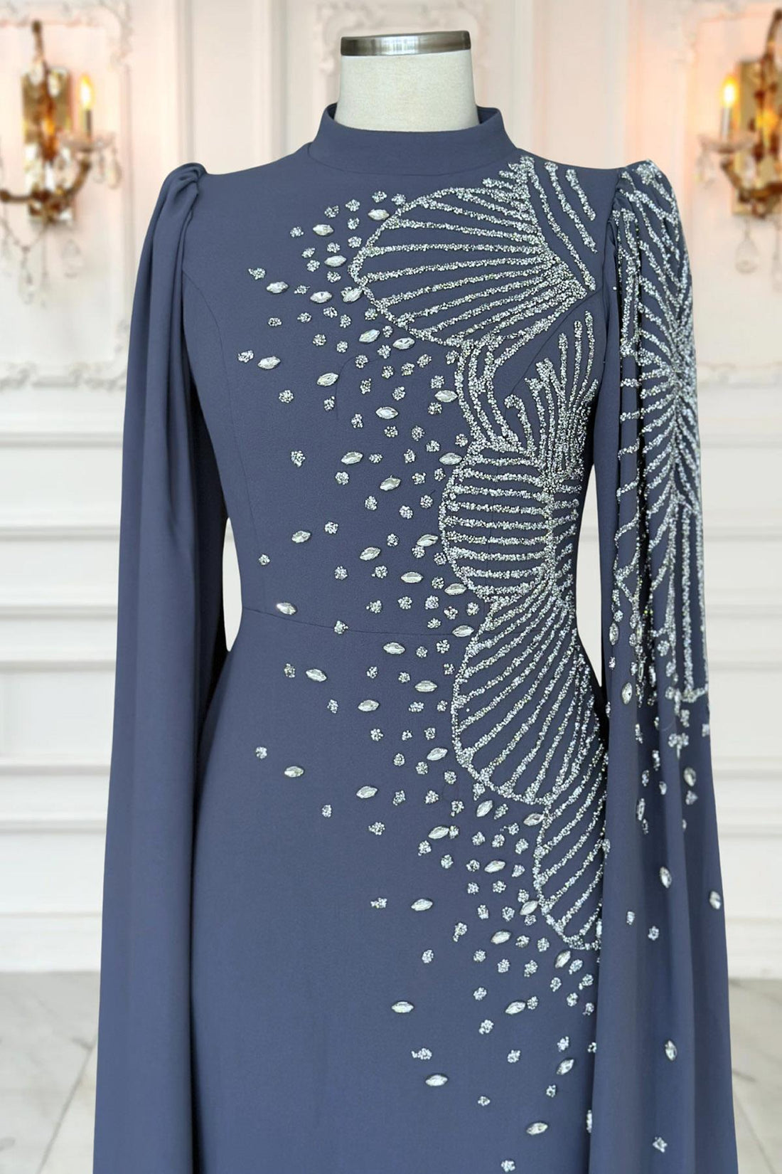 Hüsna Modest Evening Dress - Indigo