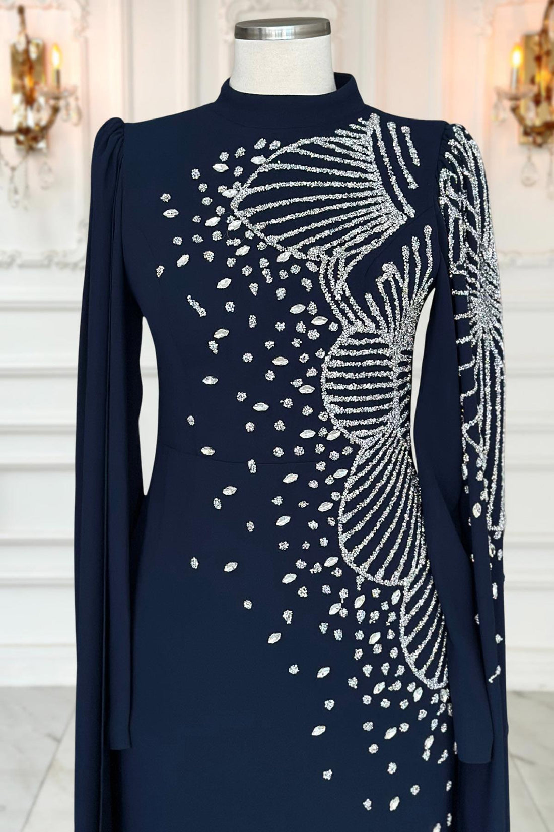 Hüsna Modest Evening Dress - Navy
