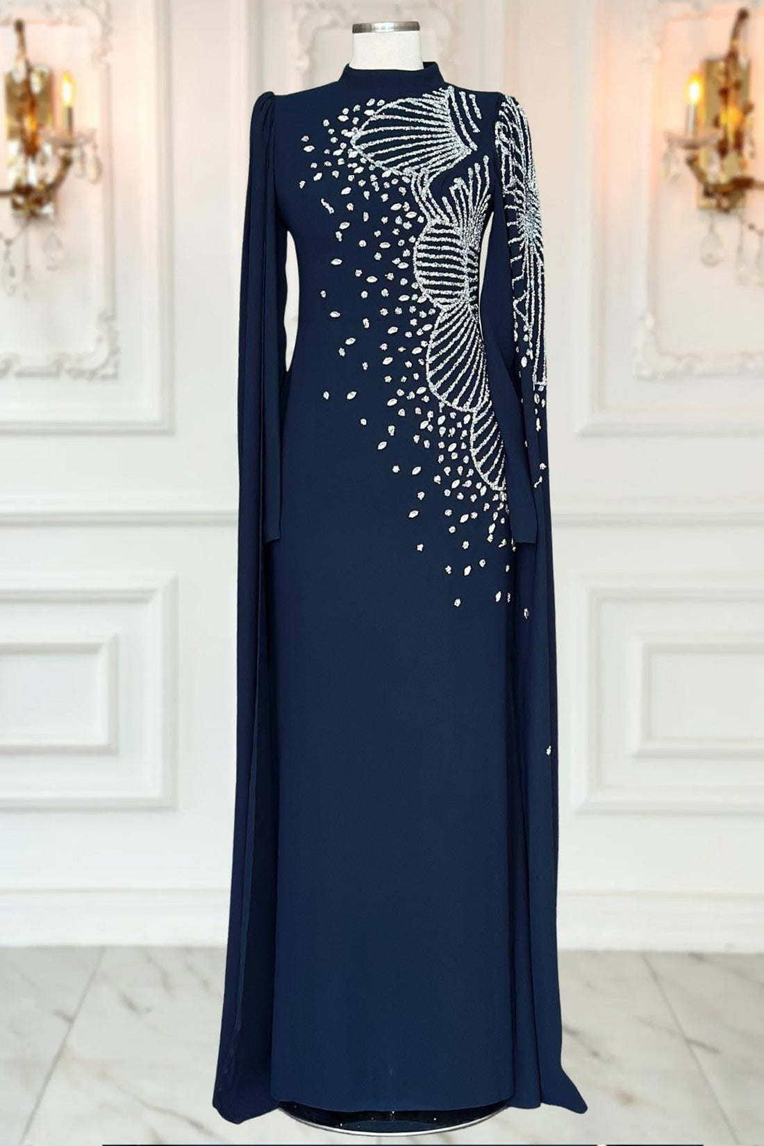 Hüsna Modest Evening Dress - Navy
