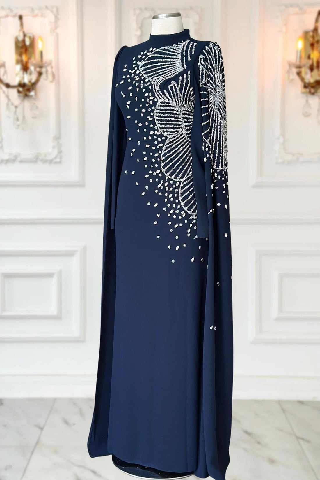 Hüsna Modest Evening Dress - Navy