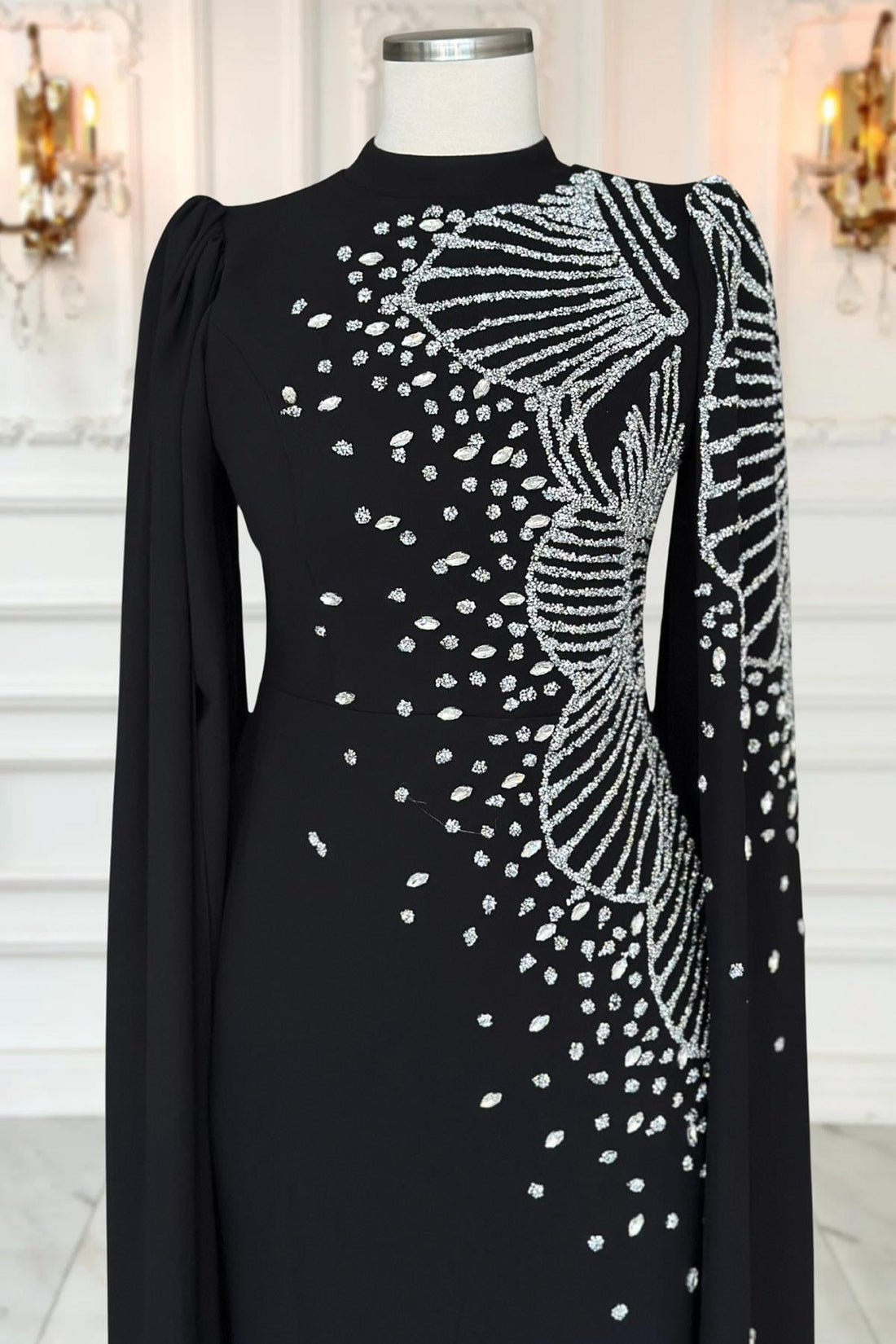 Hüsna Modest Evening Dress - Black