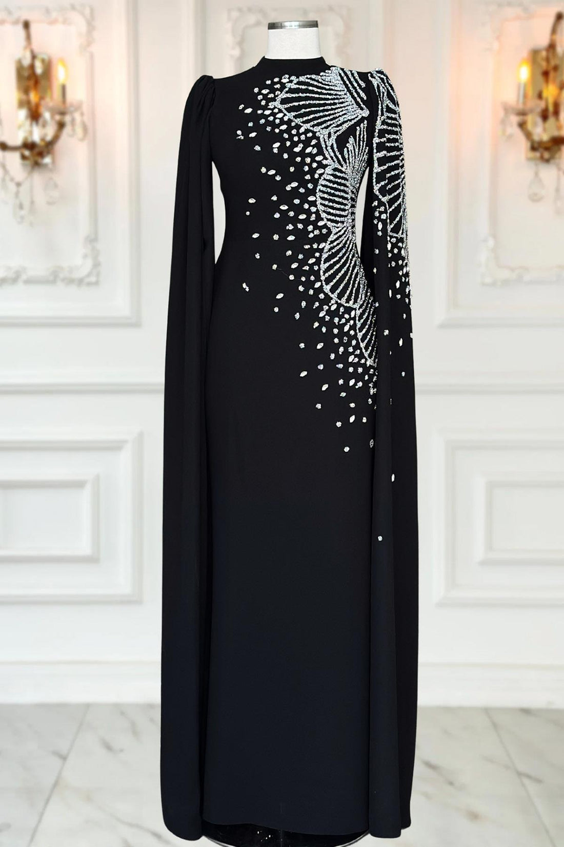 Hüsna Modest Evening Dress - Black