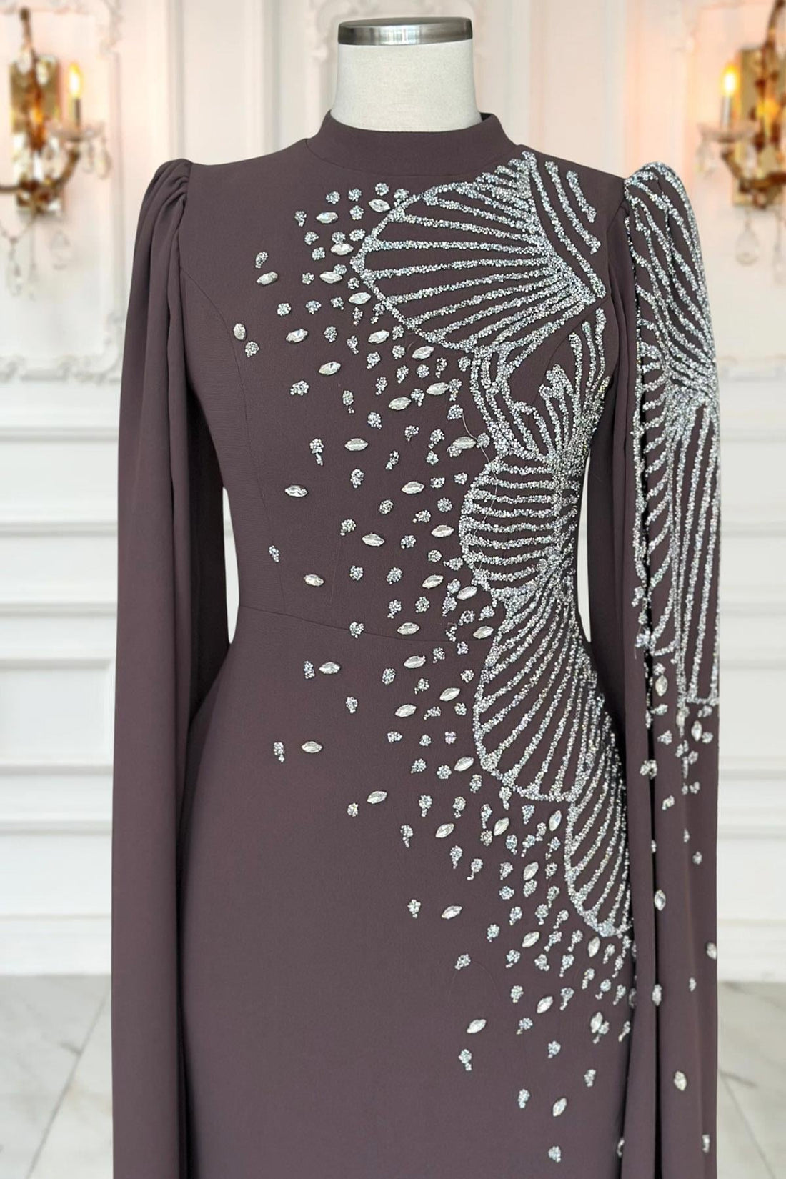 Hüsna Modest Evening Dress - Taupe