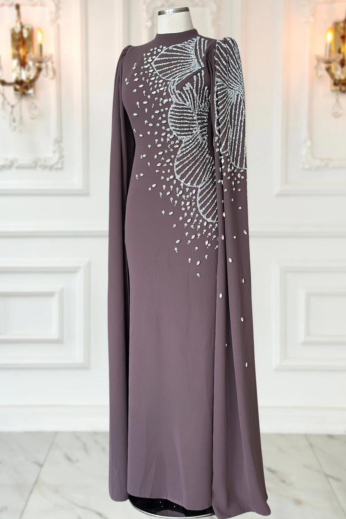 Hüsna Modest Evening Dress - Taupe