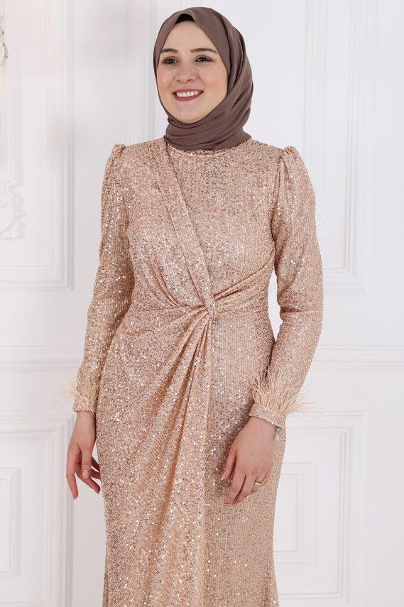 İkbal Modest Evening Dress - Gold