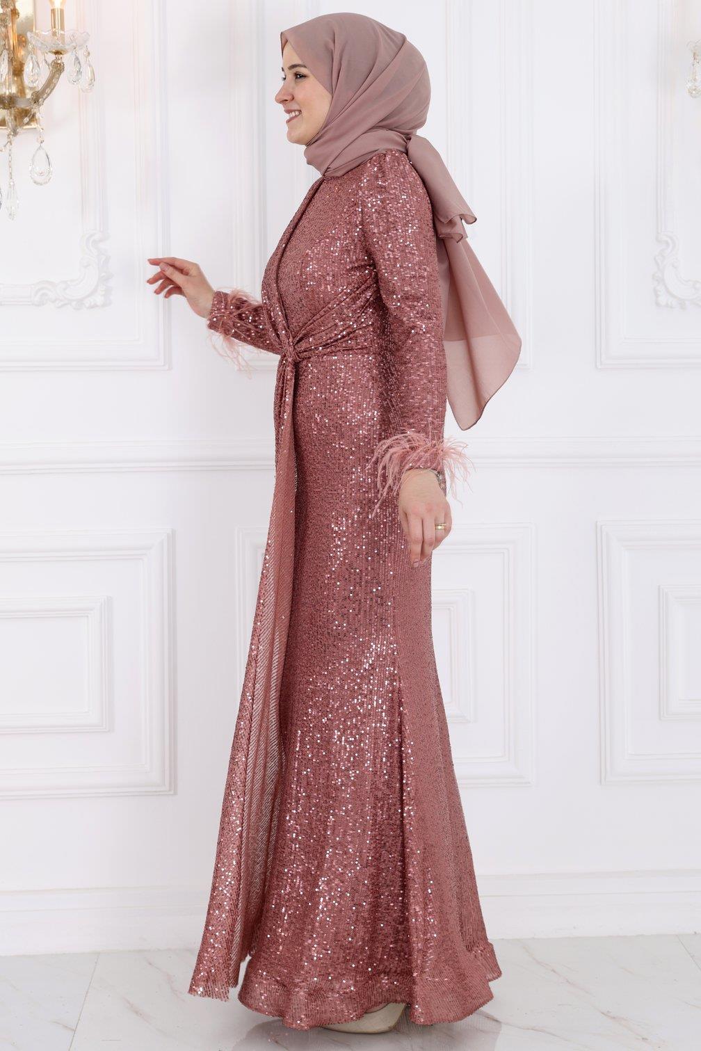 İkbal Modest Evening Dress - Dusty Rose